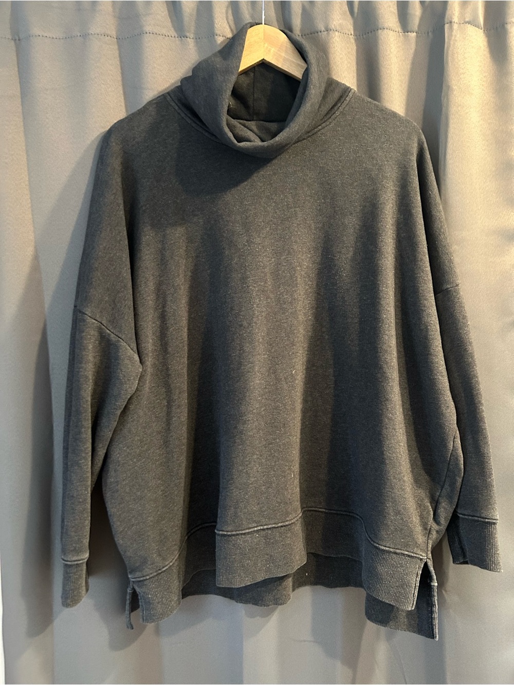 Size large cowl neck sweatshirt.   Gray